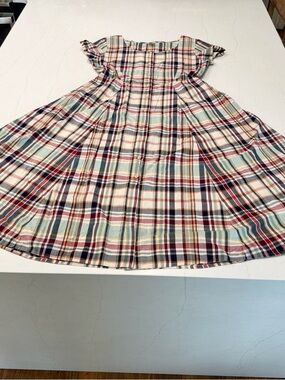 1990s VINTAGE J. Crew preppy cotton classic madras plaid dress.